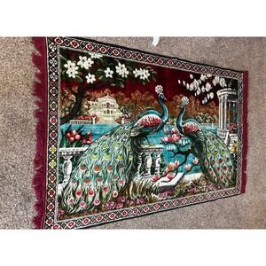 Vintage Peacock Tapestry Wall Hanging Decor Art Birds Nature Colorful‎